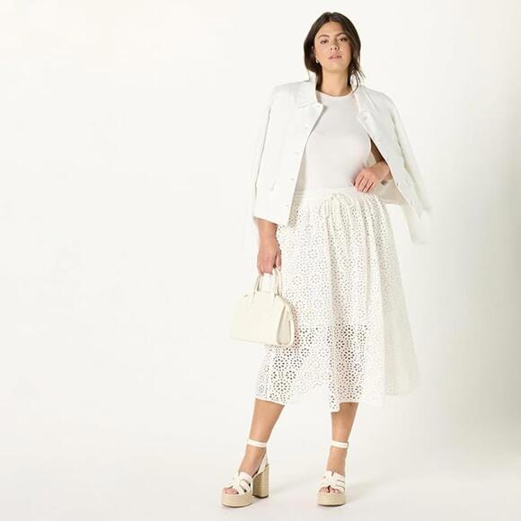 NWT The Drop Women's Giorgi Lace Full Skirt, 100% Cotton, White, XXL (18) - Picture 3 of 5